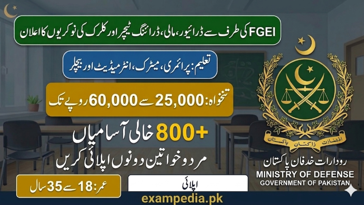 Ministry of Defense Jobs 2026 apply online for Federal Government Educational Institutions